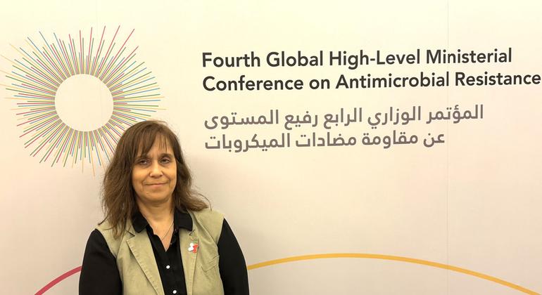 Jacqueline Alvarez, Chief of the UNEP Chemicals and Health Branch, speaking with UN News at the 4th Ministerial Conference on Antimicrobial Resistance (AMR) in Jeddah, Saudi Arabia. Jacqueline Alvarez, Chief of the UNEP Chemicals and Health Branch, speaking with UN News at the 4th Ministerial Conference on Antimicrobial Resistance (AMR) in Jeddah, Saudi Arabia.