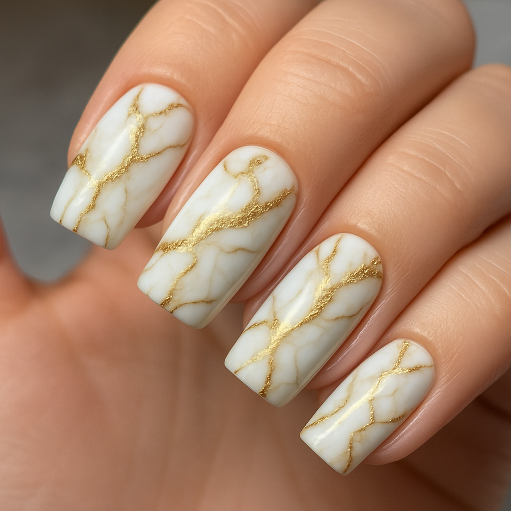 “Elegance at Your Fingertips: The Allure of White and Gold Marble