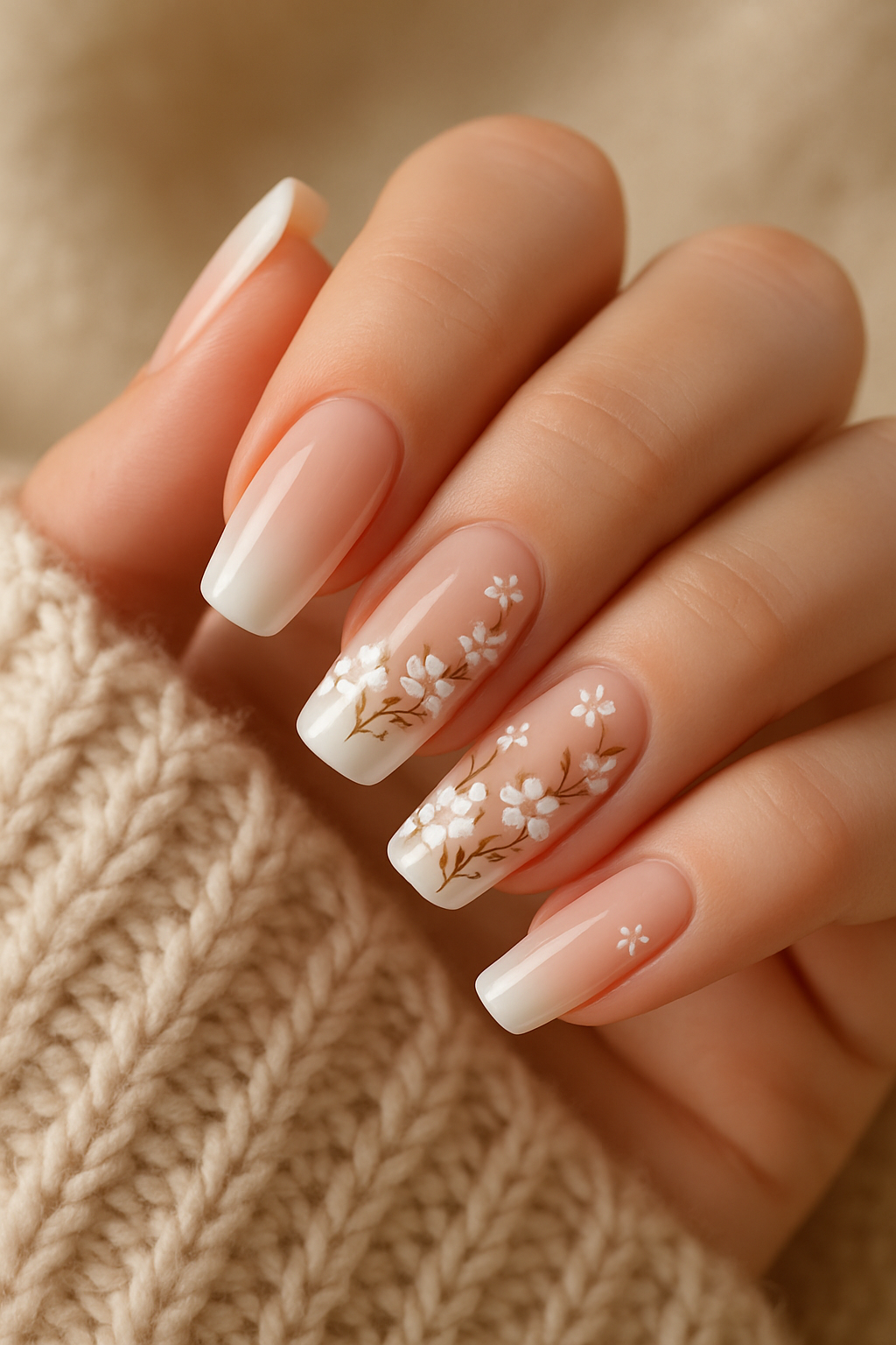 Floral French Ombré Nails: The Perfect Blend of Elegance, Simplicity & Romance