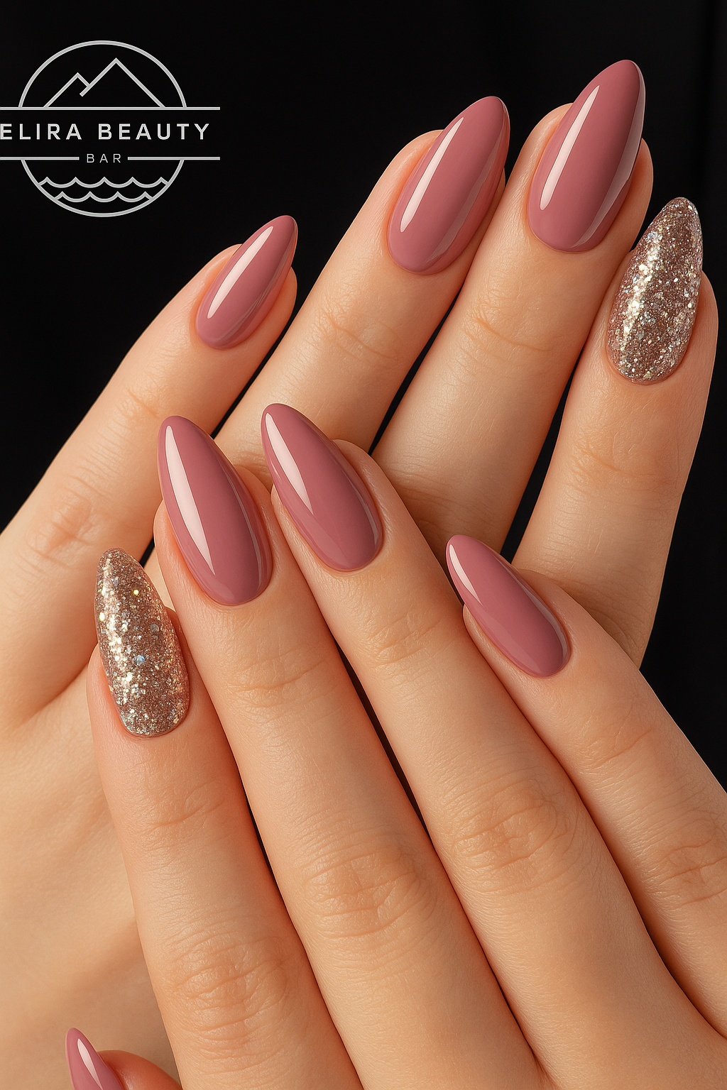 The Timeless Appeal of Mauve Almond Nails with Glitter Accents