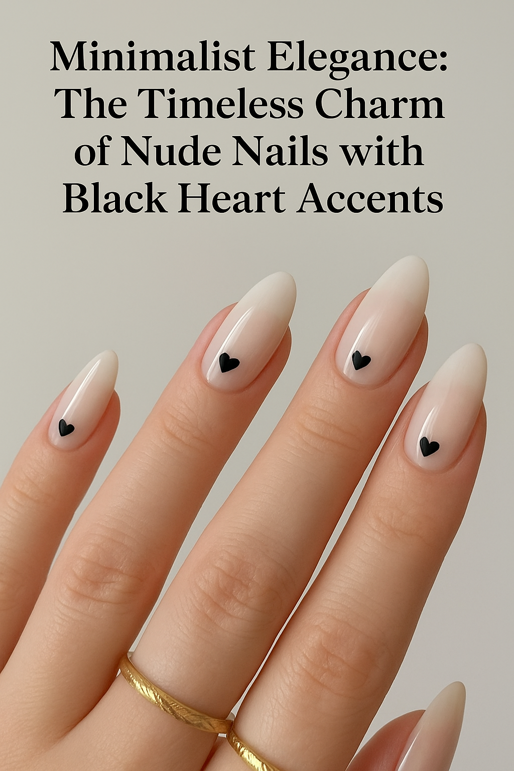 Minimalist Elegance: The Timeless Charm of Nude Nails with Black Heart Accents