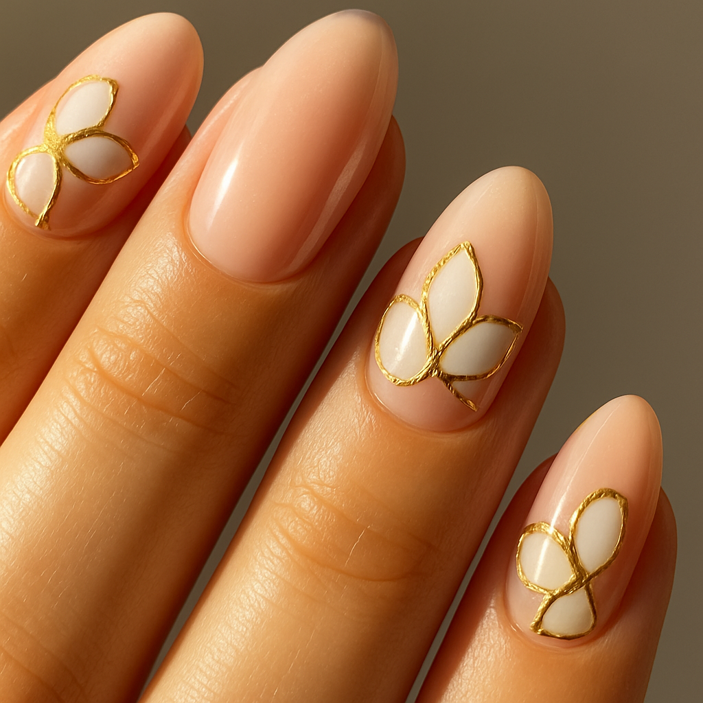 Gold-Outlined Petal Nails: The Elegant Floral Trend That’s Taking Over 2025