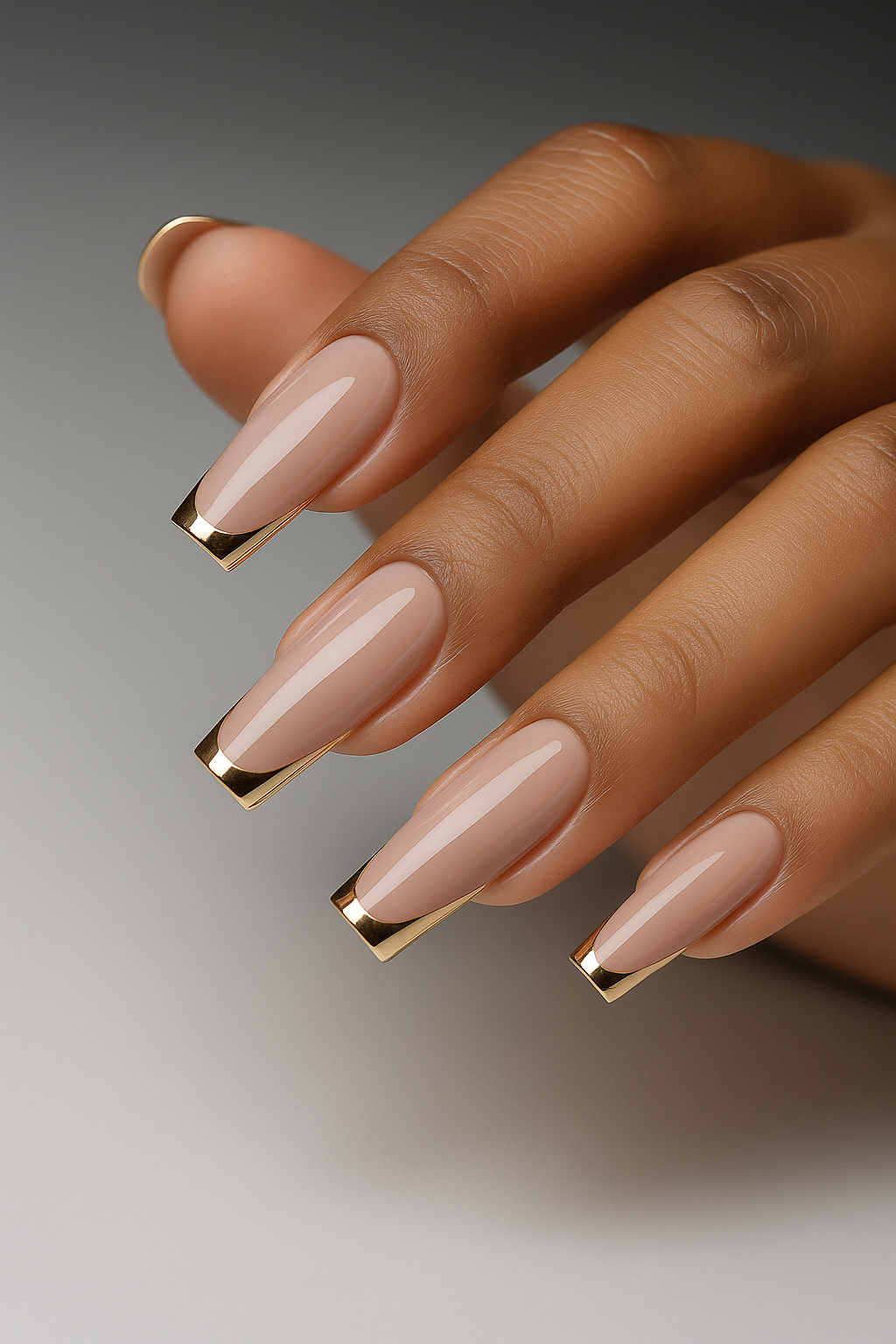 Golden Elegance: The Rise of Nude and Metallic French Tip Nail Trends