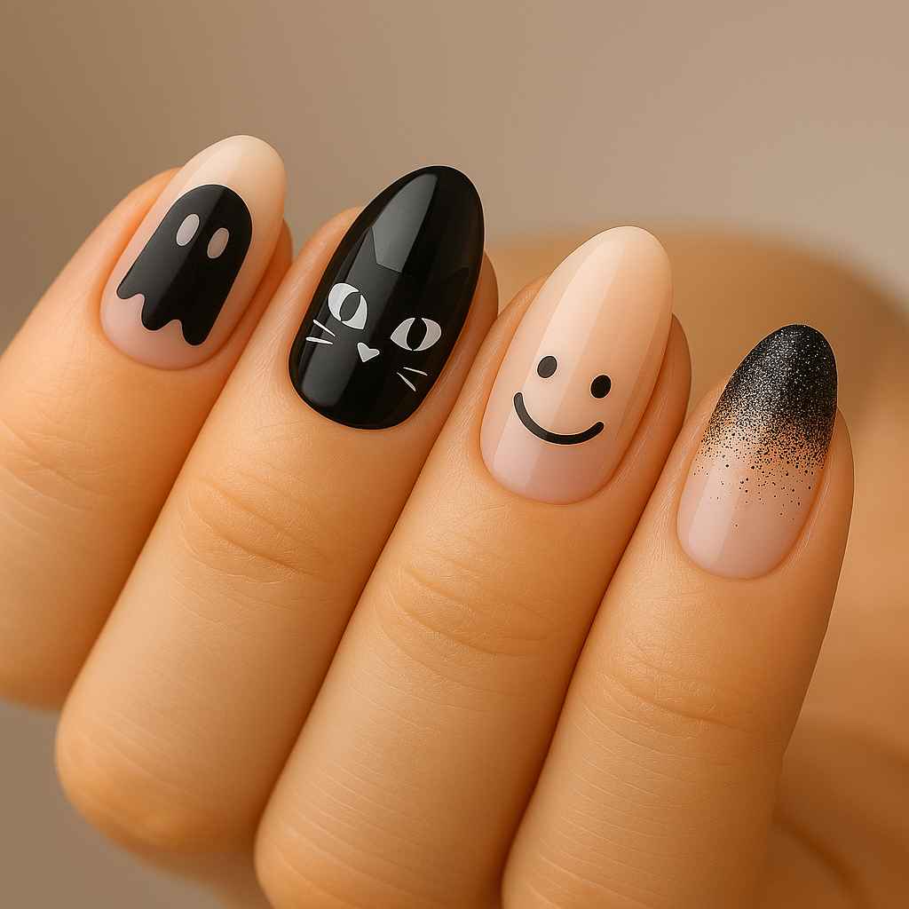 đ Black & Cute Halloween Nail Art: Spooky Meets Playful