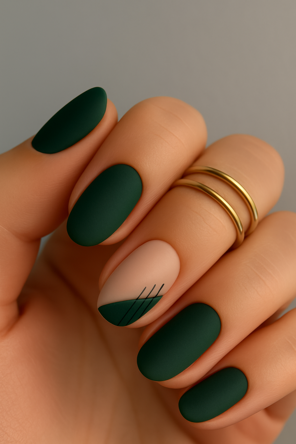 🌿 The Rise of Modern Minimalist Nail Art: A Closer Look at This Chic Forest Green