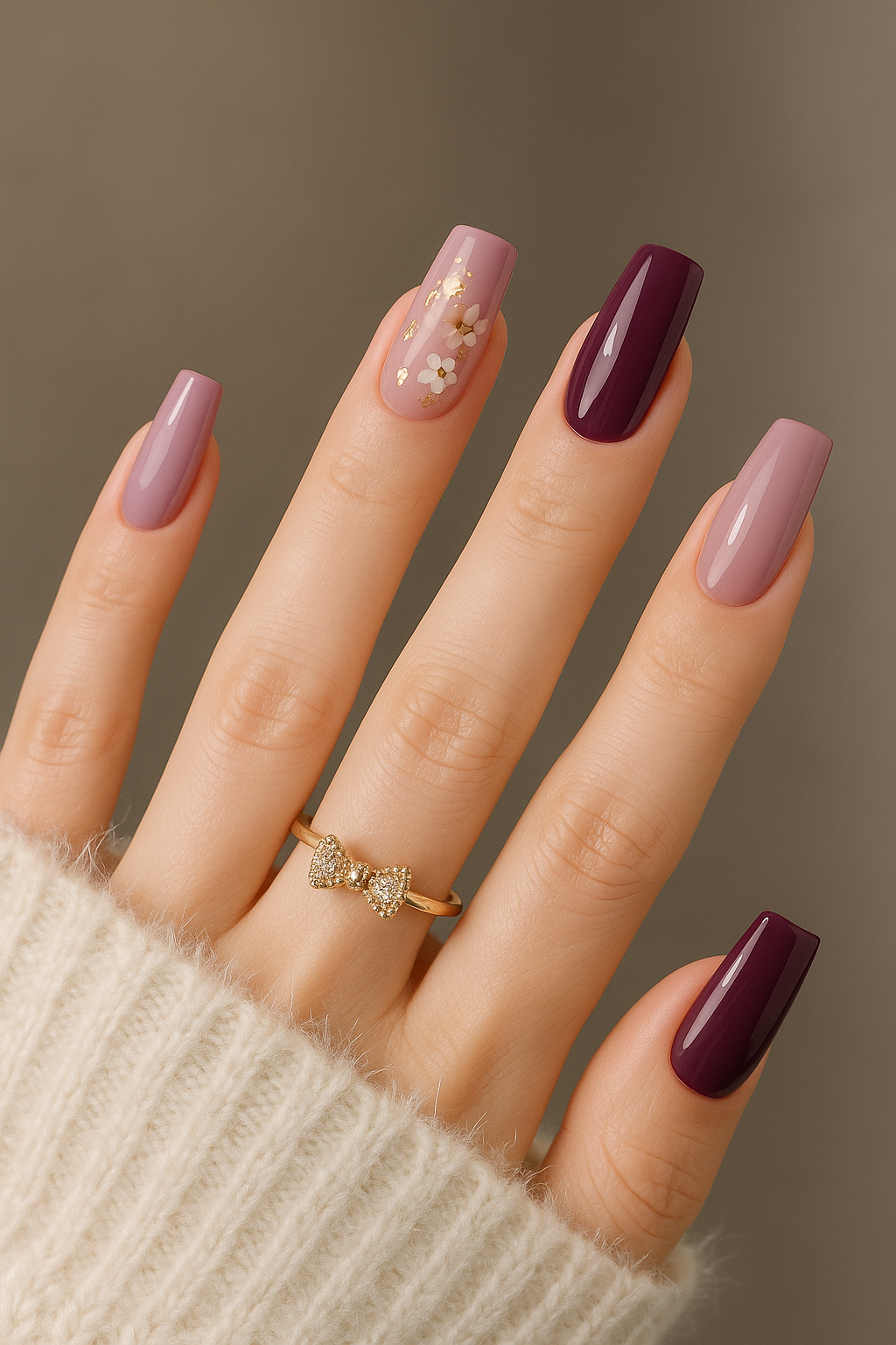 Elegant Mauve & Plum Nail Design: A Soft Glam Look for Every Season
