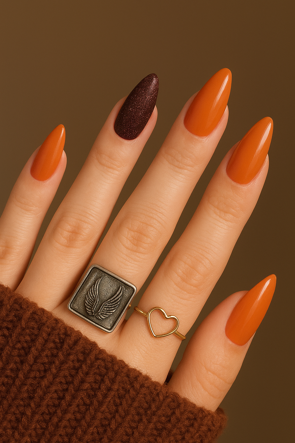 Golden Plaid & Ember Sparkle: The Ultimate Fall Nail Look