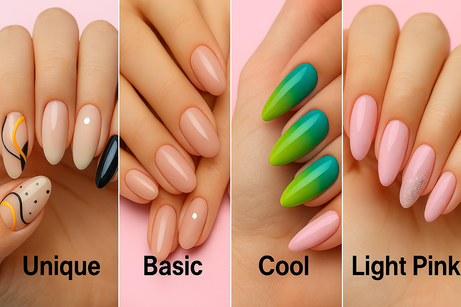 Unique Nail Art Designs: From Basic to Cool Styles in Light Pink and Beyond