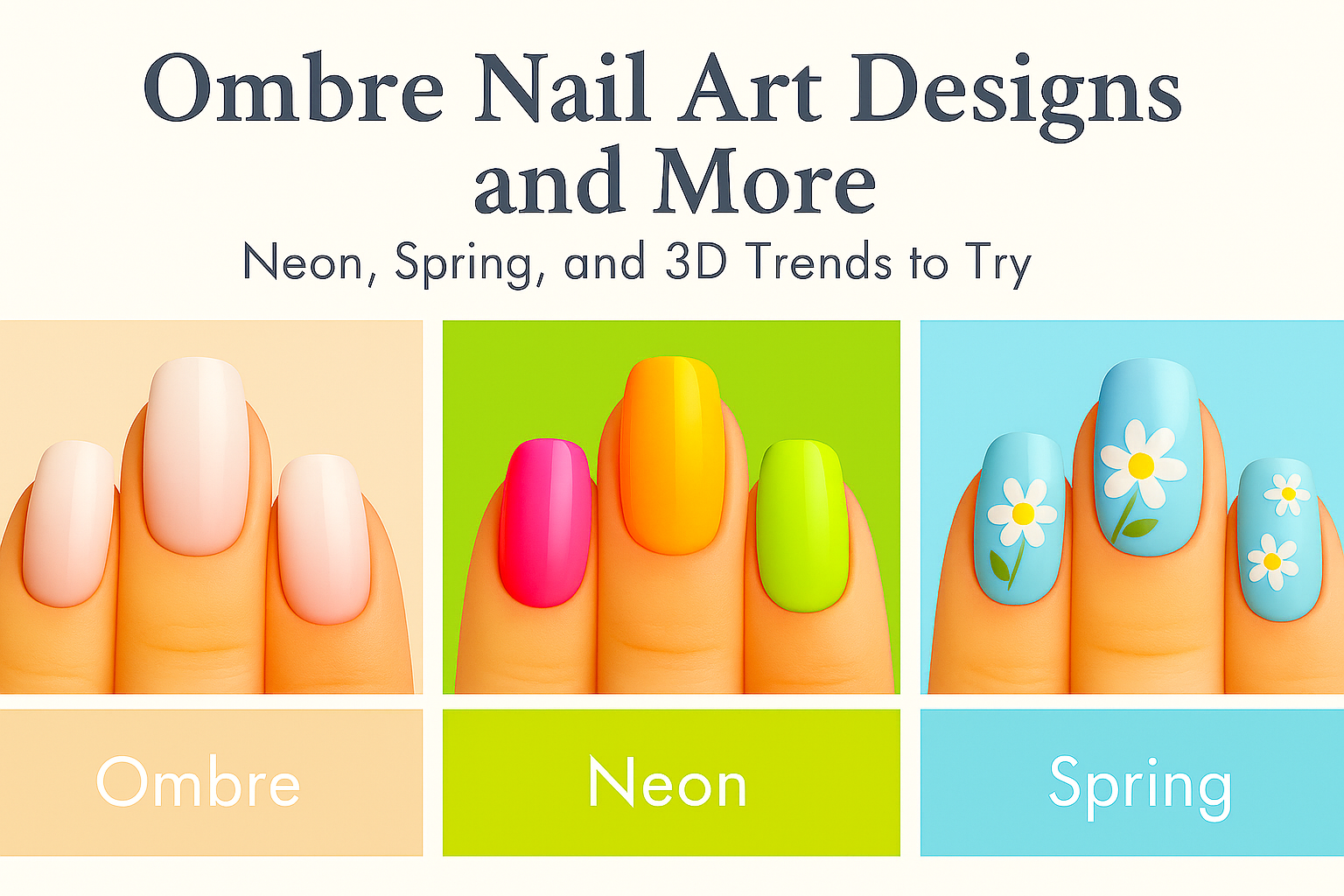 Ombre Nail Art Designs and More: Neon, Spring, and 3D Trends to Try