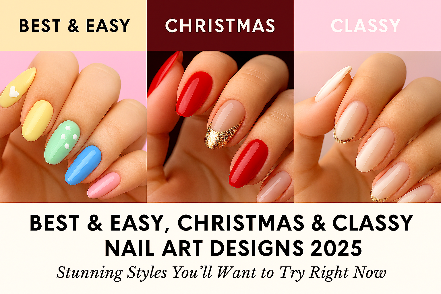 Best & Easy Nail Art Designs 2025: From Festive Christmas Looks to Classy Elegant Styles