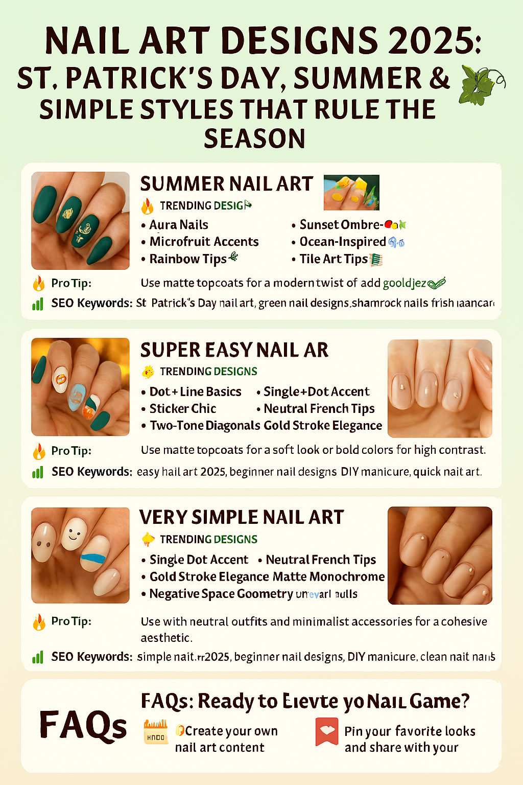 Nail Art Designs 2025: St. Patrick’s Day, Summer, and Simple Styles That Rule the Season