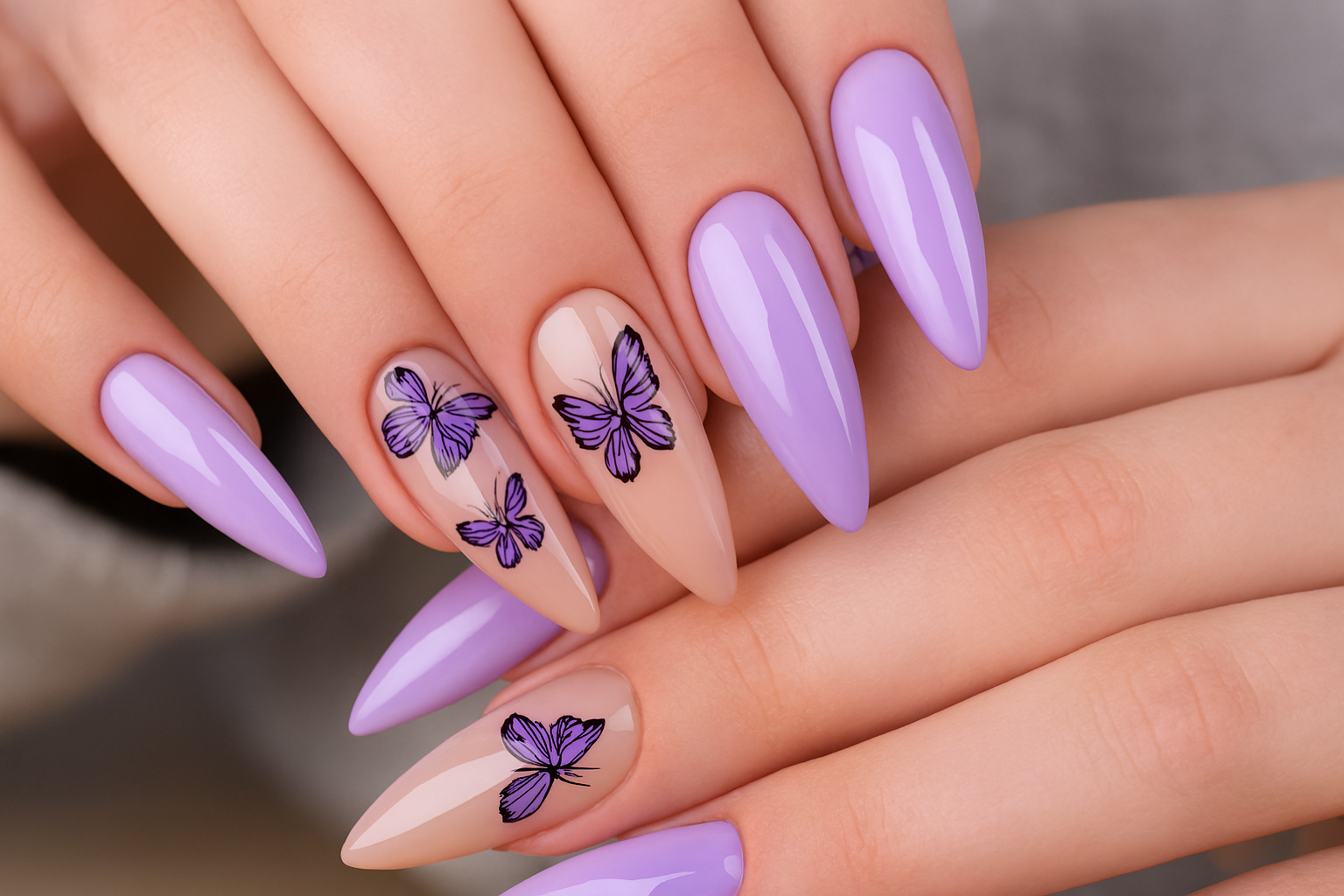 Whimsical Elegance: The Art and Allure of Lavender Butterfly Nail Designs