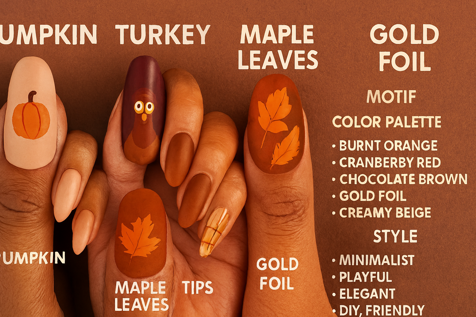 Thanksgiving Nail Art Designs 2025: Mapped by Motif, Color, Shape &amp; Style