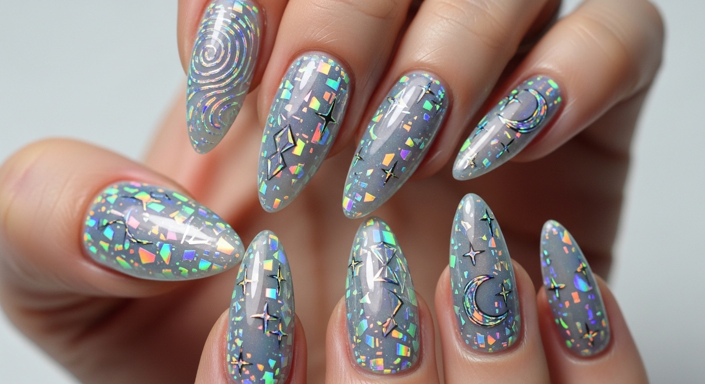 🌌 Holographic Nail Designs 2025: Futuristic Shimmer, Festival Chic &amp; Digital Resonance
